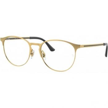 Ray-Ban RX6375 3133 Unisex Panthos Gold Eyeglasses, Size 51, Blue Light Block Available