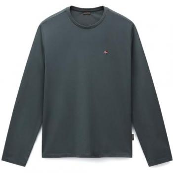 Napapijri Salis Long Sleeve Green Cotton T-shirt for Men Size S