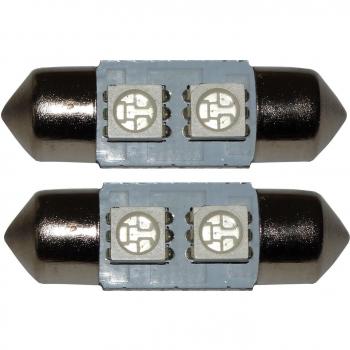 AERZETIX: 2 x Bombillas azul C5W 12V 2LED SMD 31mm para iluminacion interior, luz del techo, luces umbrales de puertas, del compartimiento del motor y del maletero, luz de matricula