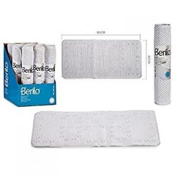 Alfombra de baño Antideslizante Berilo Blanco 100% PVC (90 x 43 cm) con Diseño de Corazones en Madera (17 x 7 x 24 cm)