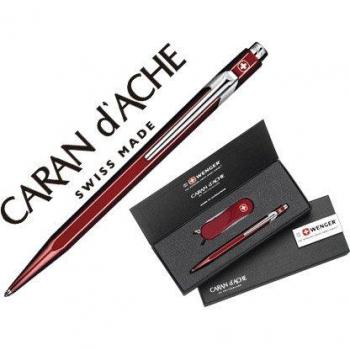 BOLIGRAFO CARAN D'ACHE 849 ROJO CON NAVAJA WENGER MULTIUSOS DE 7 FUNCIONES CON ESTUCHE PUNTA MEDIA