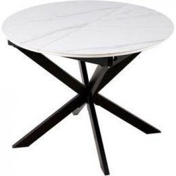 Mesa Comedor Redonda Extensible Ibiza 100 - 140 cm Cerámica Blanco