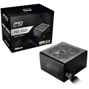 Fuente de Alimentación AsRock PRO-850G 850W ATX 80 Plus Gold Modular con Ventilador de 120 mm