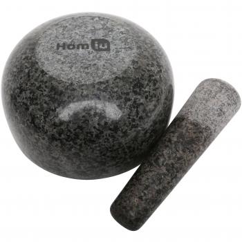 Homiu Premium Granito sólido y duradero Maja y mortero Especias Trituradora de hierbas Trituradora Pasta de molienda Gran diámetro de 15,5 cm