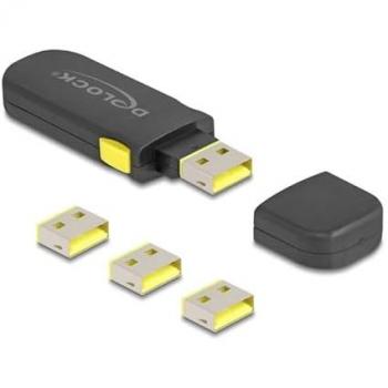 Bloqueador de Puerto USB Tipo A - Set de 4 Bloqueos con 1 Llave, Seguridad para Notebook, Color Negro