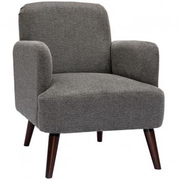 Sillón nórdico de tejido efecto aterciopelado texturizado gris y madera oscura ISKO
