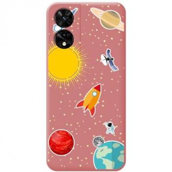 Funda de Silicona Líquida Rosa Espacial para TCL 505 con Diseño de Dibujos