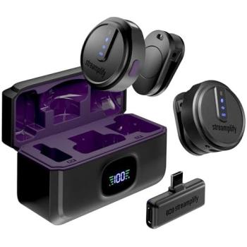 Micrófono Streamplify MIC GO USB tipo C omnidireccional ligero sin retroiluminación y con clip para sujeción