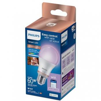 Bombilla LED Inteligente E27 8W (60W) RGB, 2200K-6500K, Compatible con WiFi y Bluetooth