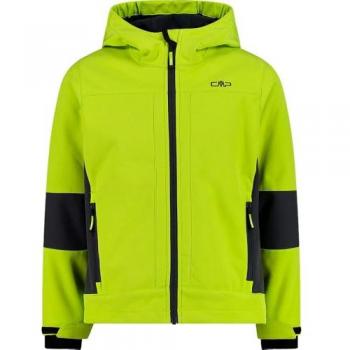 CMP Acid Green Black Kids Softshell Jacket with Hood - Size 4