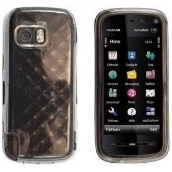 Logotrans Cubic Series - Carcasa de silicona de color gris y protector de pantalla para Nokia 5800
