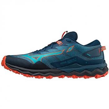 Mizuno Zapatilla Wave Daichi 7, Zapatillas de Trail Running para Hombre, Color Moroccan Blue/Algiers Blue/Grena, Talla 40.5 EU