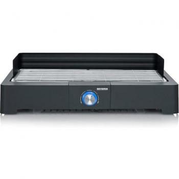 SEVERIN PG 8565 Barbacoa Eléctrica de Sobremesa 2200W con Arranque Rápido, Parrilla Asado Sin Humo y Odor, Negro, Dimensiones 39x52