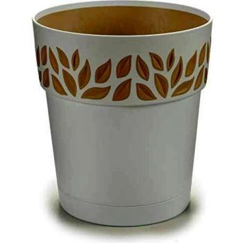 Vaso Maceta Cloe Opera 25 cm Blanco y Travertino