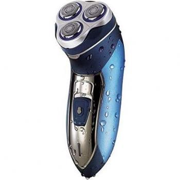 Afeitadora Eléctrica Recargable y Lavable Omega de Tres Cabezas con Cortador Emergente – Azul