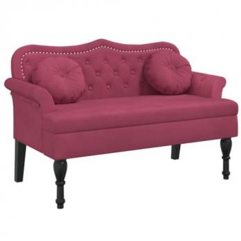 Banco con cojines terciopelo rojo tinto 120,5x65x75 cm