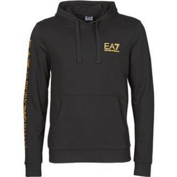 EA7 Emporio Armani Men's Black Gold Logo Hoodie, Size L