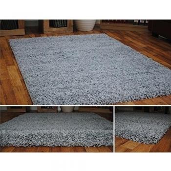 Tacto suave Shaggy plata gruesa suave de lujo 5 cm Pelo Denso alfombra. Disponible en 7 tamaños, Plateado, 80 cm x 150 cm