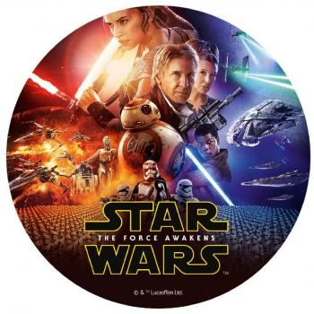 Dekora - Decoracion Tartas de Cumpleaños Infantiles en Disco Comestible de Star Wars El Despertar de la Fuerza - 20 Cm de Diámetro