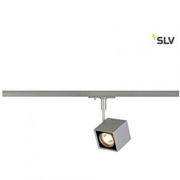 Spot LED Altra Dice para riel de alta tensión, cuadrado, gris plateado/negro, GU10, máx. 50W, incluye adaptador de 1 fase