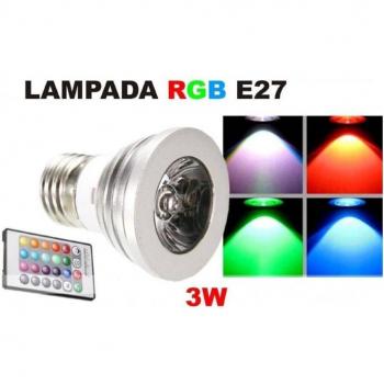 Lámpara LED Foco E27 3W 220V RGB Multicolor con Control Remoto