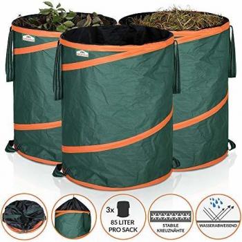 Set de 3 bolsas de residuos de jardín Pop Up verdes de 85 litros