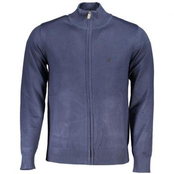 U.S. Polo Assn. Men's Grand Polo Blue Nylon Sweater, Size M, Blue Embroidered Zip-Up Cardigan