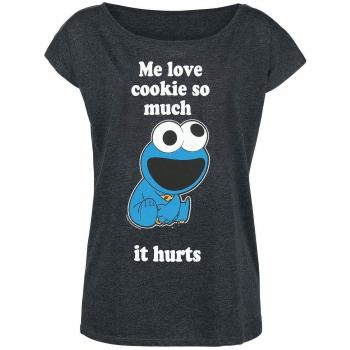 Barrio Sesamo Me Love Cookie Camiseta Mujer Gris oscuro M