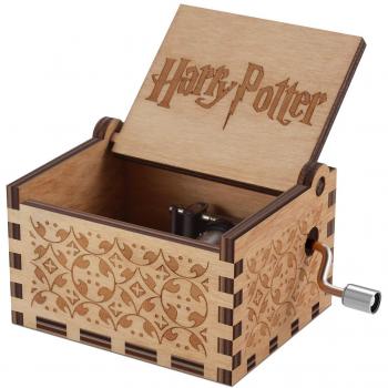 Tema de Hedwig Harry Potter Caja de Música de Madera, Manivela 18 Nota Grabado Láser Antiguo Cajas Musicales de Madera Artesanías para Cumpleaños/Regalo de Navidad