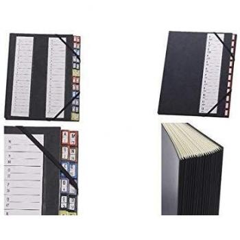 Carpeta Extendos 48.24 con 24 compartimentos alfanuméricos y gomas en las esquinas, color negro