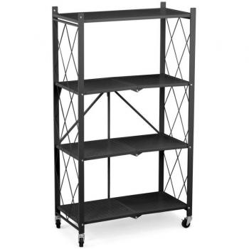 Estantería Plegable 4 Niveles - Negro Metal (70 x 34 x 127 cm)