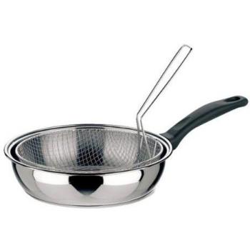Sartén Freidora Inoxidable con Mango y Cestillo de 24 cm