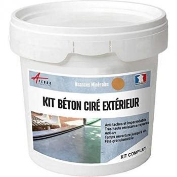 Kit de Béton Ciré Exterior Satinado Cedrat Amarillo - 5 m² (2 Capas) - Acabado Decorativo para Suelos, Paredes, Terrazas y Escaleras