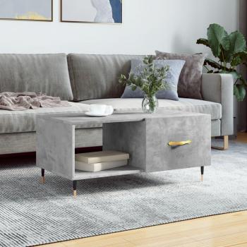 Mesa de centro vidaXL de madera contrachapada 90x50x40 cm en colores Blanco, Negro y Gris hormigón, diseño brillante y funcional para salón o comedor