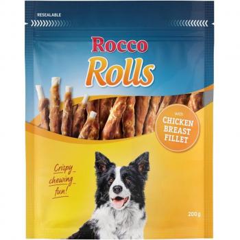 Rocco Rolls Snacks para Perros - Pollo - Pack Ahorro 12 x 200 g
