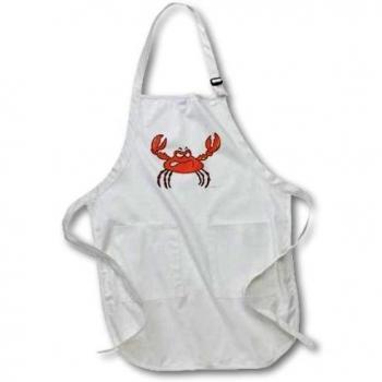 3dRose apr_104009_4 Funny Angry Crabby Red Crab-Full Length Apron with Pockets, 22 by 30-Inch, Black