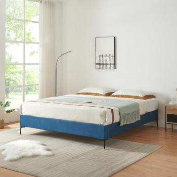 Cama Doble Lilla con Funda Desmontable de Terciopelo 180 x 200 cm Azul