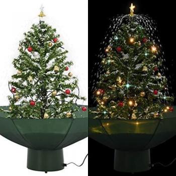 Snowing Christmas Tree with Umbrella Base Green 75 cm