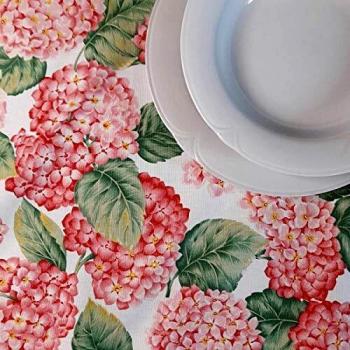 Mantel de Panamá Estampado en Todos los tamaños - Ortensie Rosa, Ovale x10