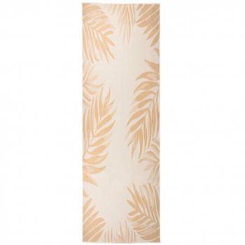Alfombra de exterior tejido plano estampado de hoja 80x250 cm Vidaxl Amarillo