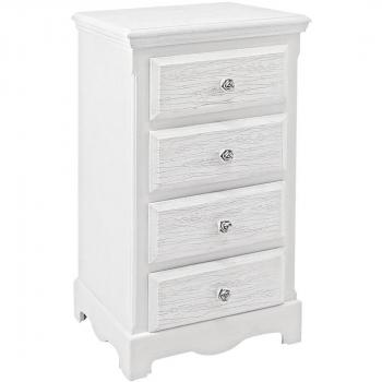 Cómoda clásica blanca de madera con 4 cajones - 40x30x76 cm