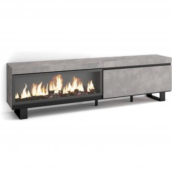 Mueble TV Industrial Cemento 210 con Chimenea Eléctrica XXL para Televisores hasta 80''