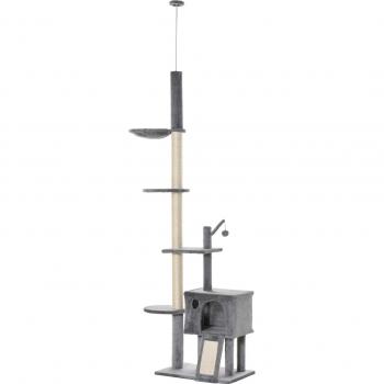 Árbol Rascador para Gatos Altura Ajustable 238-270 cm con Hamaca Cueva Rampa Bola de Juego Gris Claro