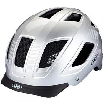 Abus Hyban 2.0 Urban Bicycle Helmet with LED Signal, Silver, Size L (56-61 cm)