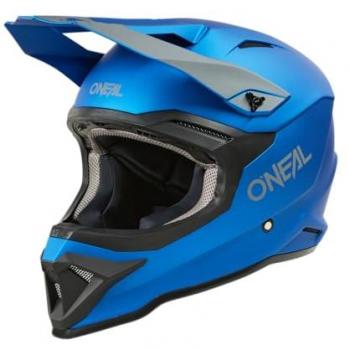 Oneal Casco Off-road 1SRS Solid Azul Adulto, casco de motocross, carcasa ABS, norma de seguridad ECE 22.05, ventilaciones para una ventilación y refrigeración óptimas, modelo 1S