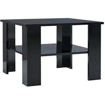 vidaXL Mesa Baja Negra Brillante de 60 x 60 x 42 cm