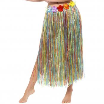 Smiffys Falda de Paja Hawaiana con Flores,, Cierre con Velcro y Cintura a