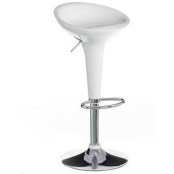 DP GRIFERIA 1000 - Taburete Rex con base en cromo y asiento en color blanco