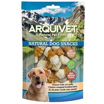 ARQUIVET Huesos Nudo con Pollo 100 gr - Snacks 100% Naturales para Perros - Chuches, golosinas, premios, recompensas, chucherías para Perros - Producto Light