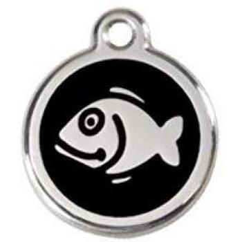 Placa de Identificación para Gato en Acero Inoxidable Negro - Pequeña (Diámetro 2 cm) - RedDingo